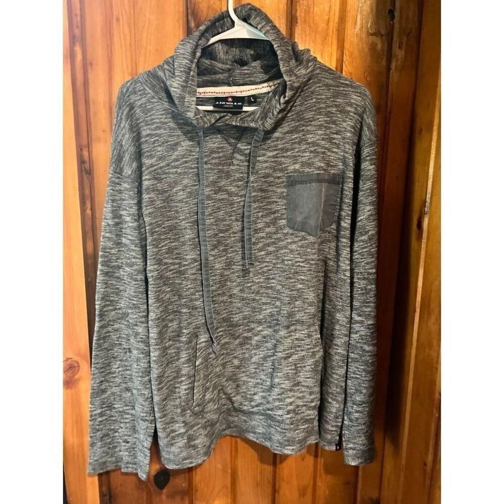 Airwalk Mens Hoodie Space‎ Dye Grey Black Lightweight Long Sleeve Pullover Large